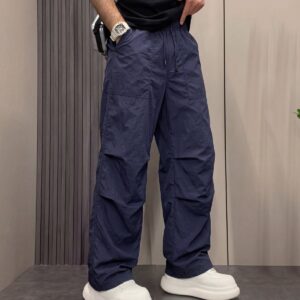 Navy Wide Leg Cargo Pants