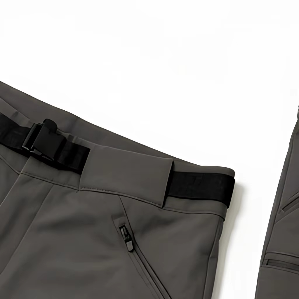 mens lightweight stretch hiking pants belt detail