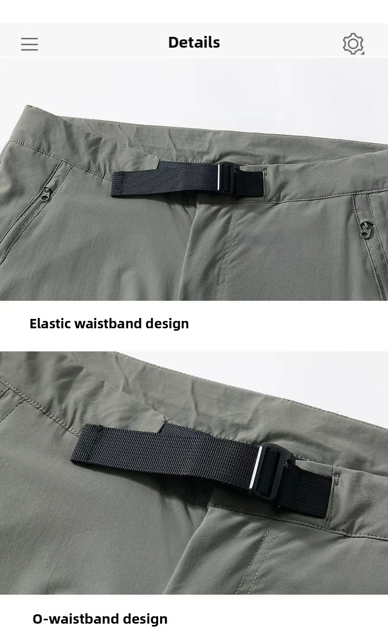 mens quick dry softshell hiking pants waist detail