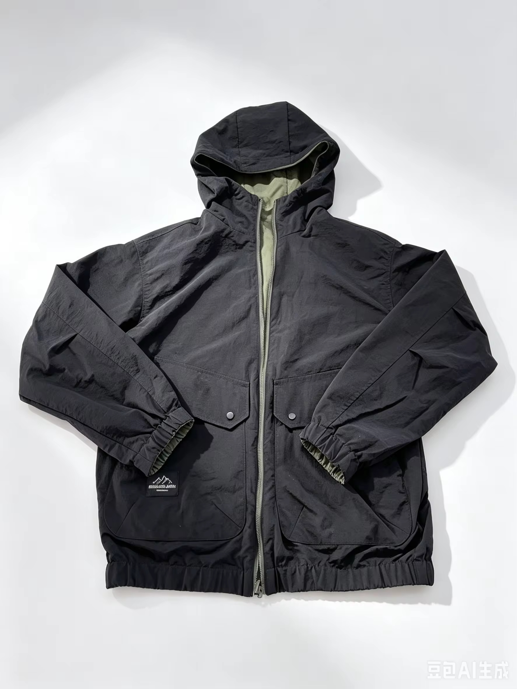mens reversible tactical windbreaker black flat