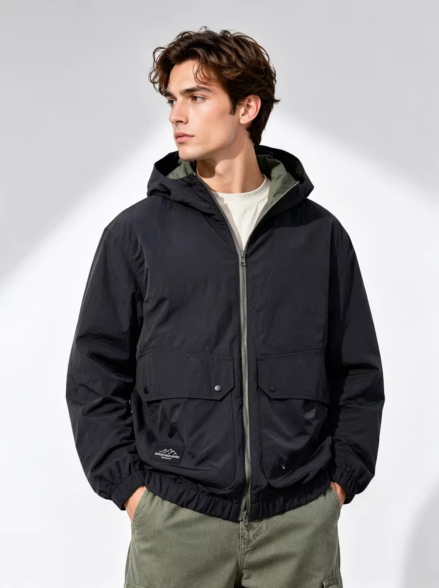 mens reversible tactical windbreaker black