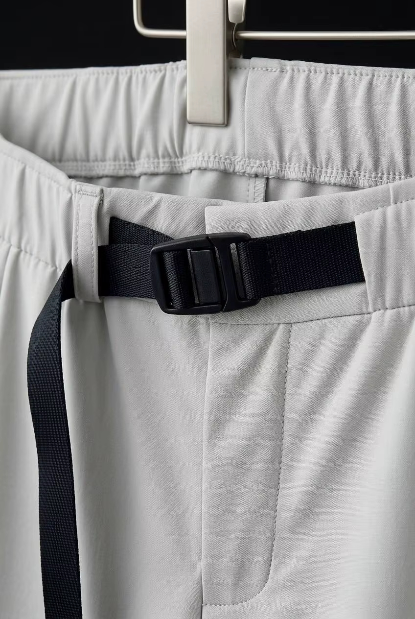 mens thermal softshell hiking pants belt detail