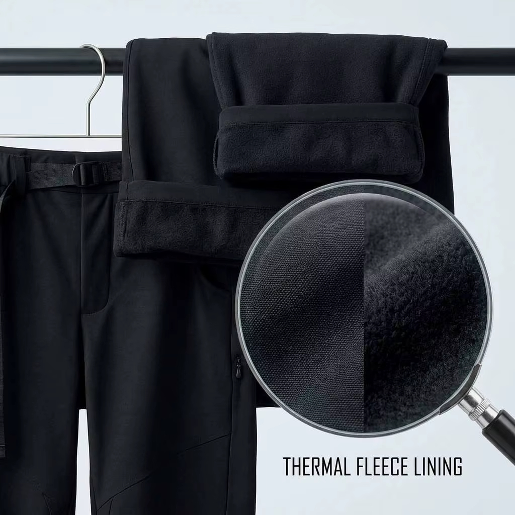 mens thermal softshell hiking pants fleece lining