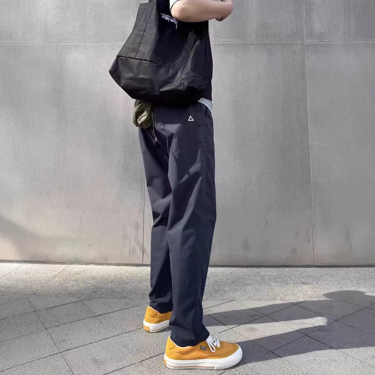 unisex oxford cargo pants black side