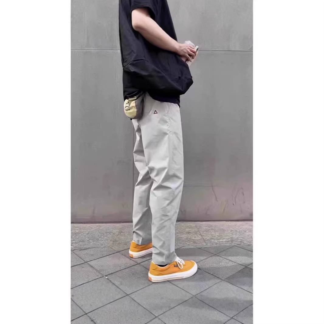 unisex oxford cargo pants gray side