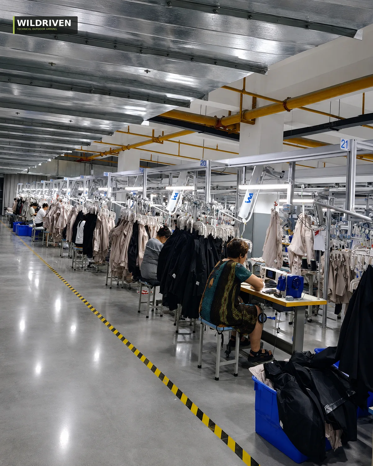 Wildriven outdoor apparel sewing production line