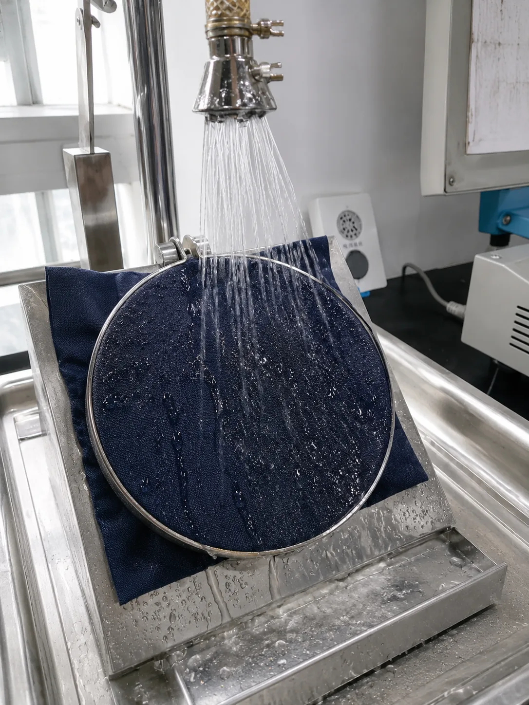 Outdoor fabric water repellency quality test