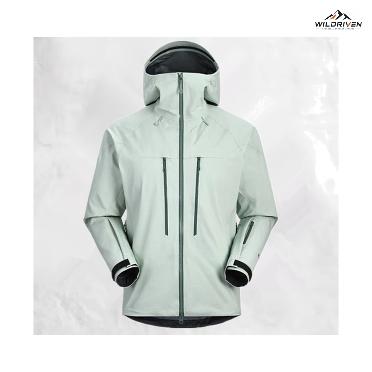 Hooded Panel Shell Jacket featured front view for WILDRIVEN OEM and ODM development