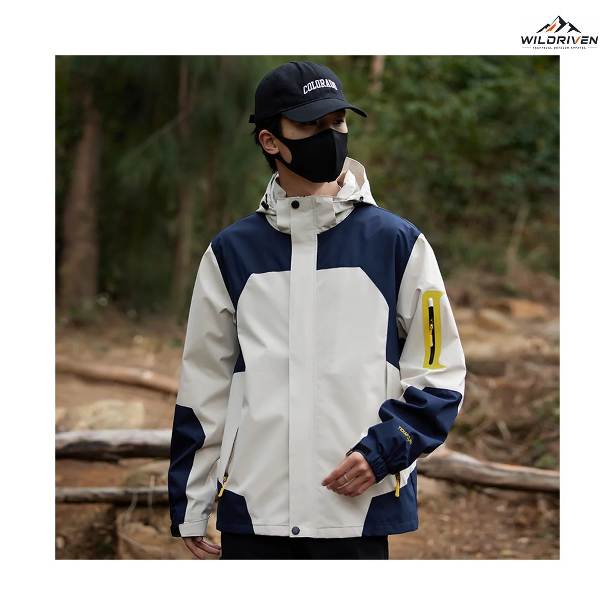 Color-Block Hooded Outdoor Jacket featured application view for WILDRIVEN OEM and ODM development