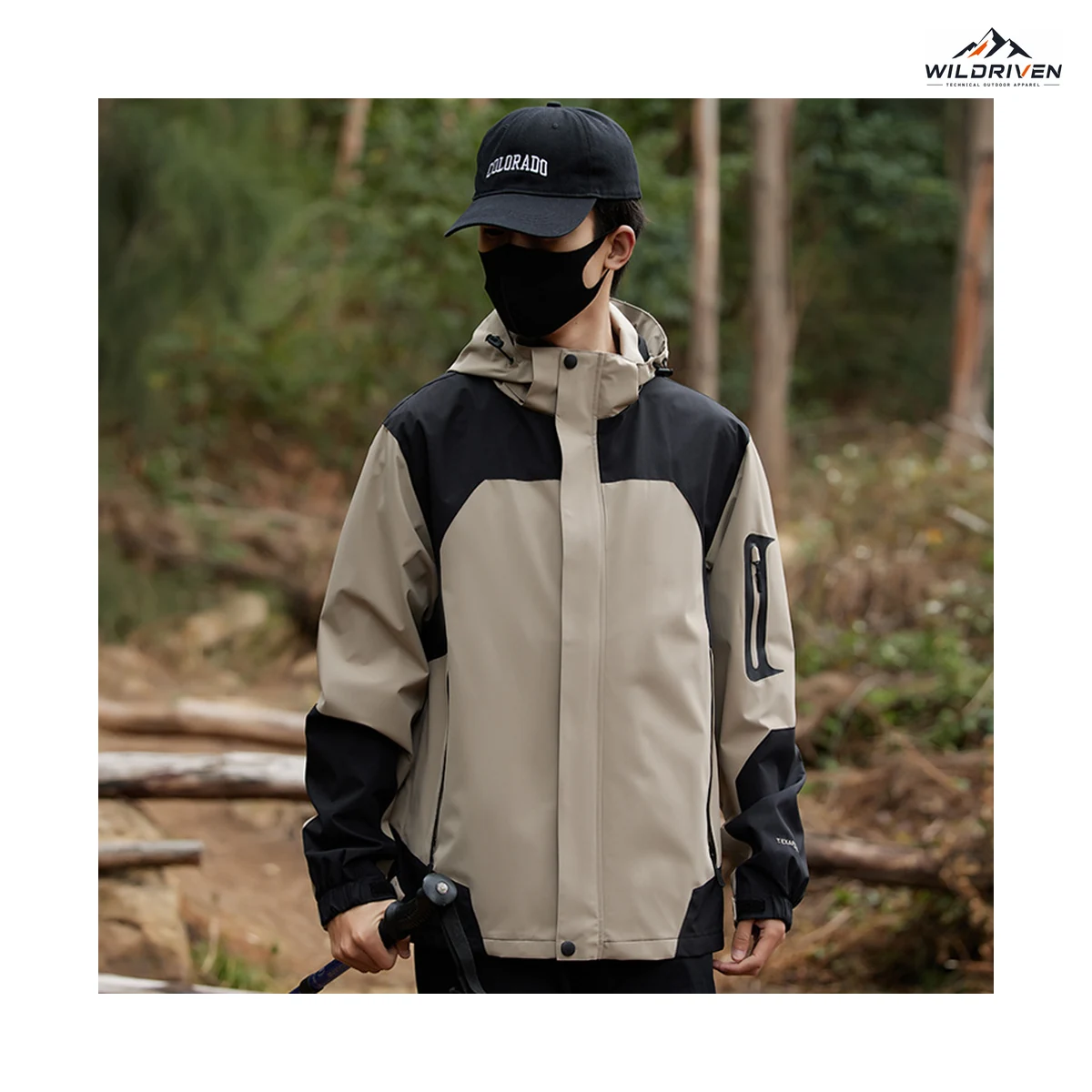 Color-Block Hooded Outdoor Jacket alternate application view for WILDRIVEN OEM and ODM development