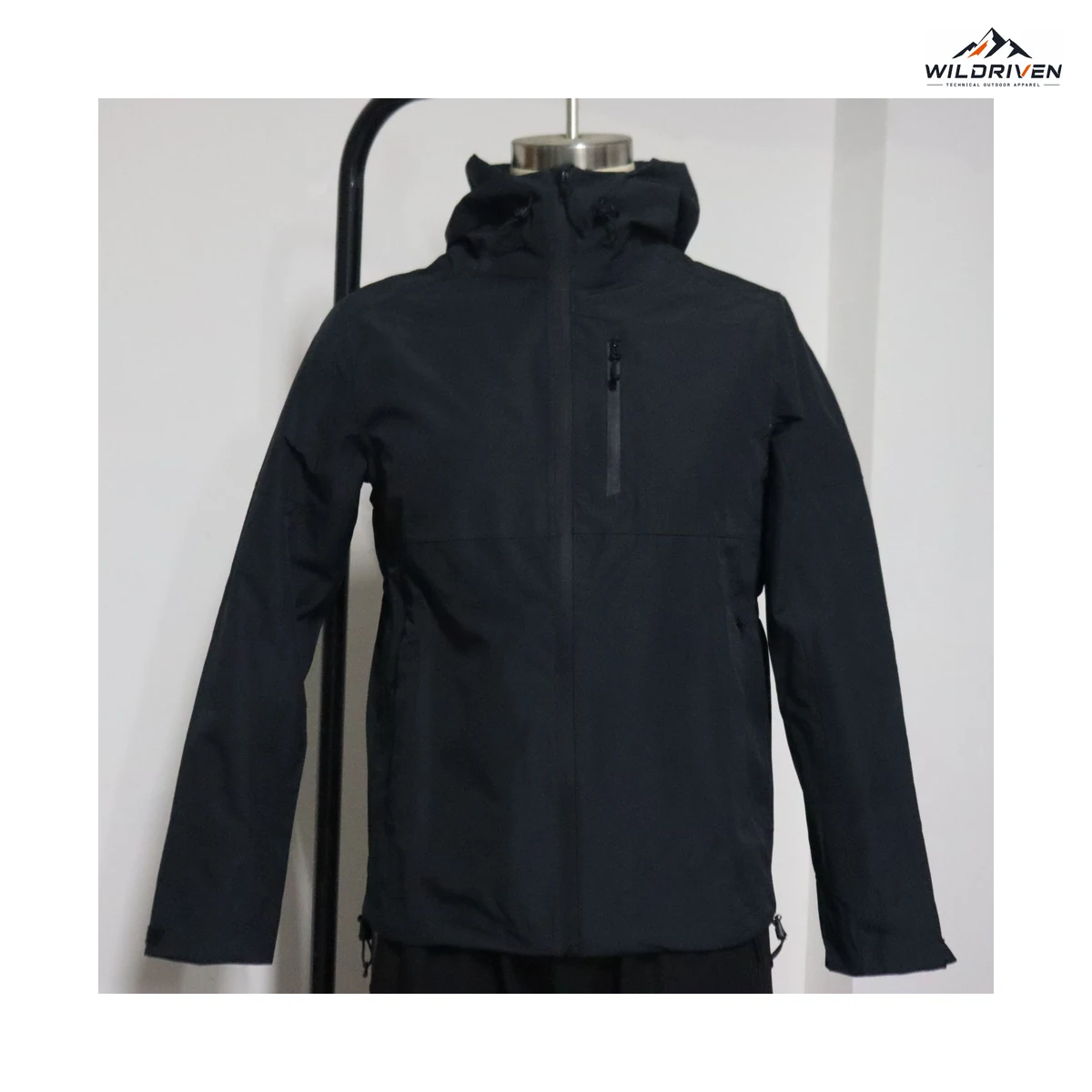 Lightweight Hooded Outdoor Jacket featured front product view for WILDRIVEN OEM and ODM development
