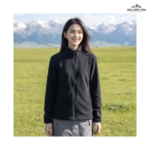 Stand-Collar Outdoor Fleece Jacket featured application view for WILDRIVEN OEM and ODM development