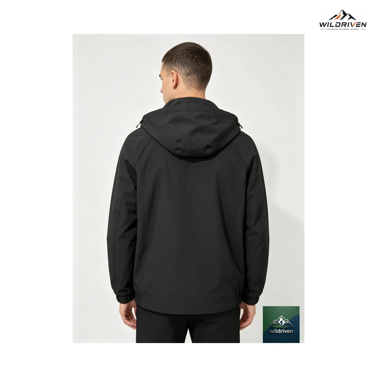 Hooded Outdoor Shell Jacket back or alternate view for WILDRIVEN OEM and ODM development