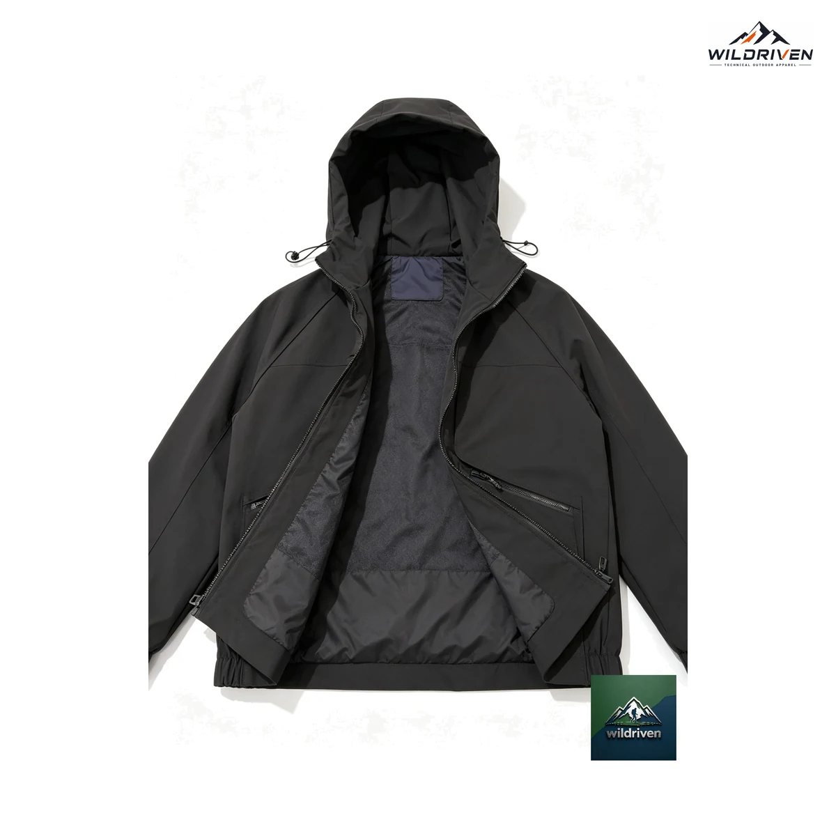 Hooded Outdoor Shell Jacket feature detail view for WILDRIVEN OEM and ODM development