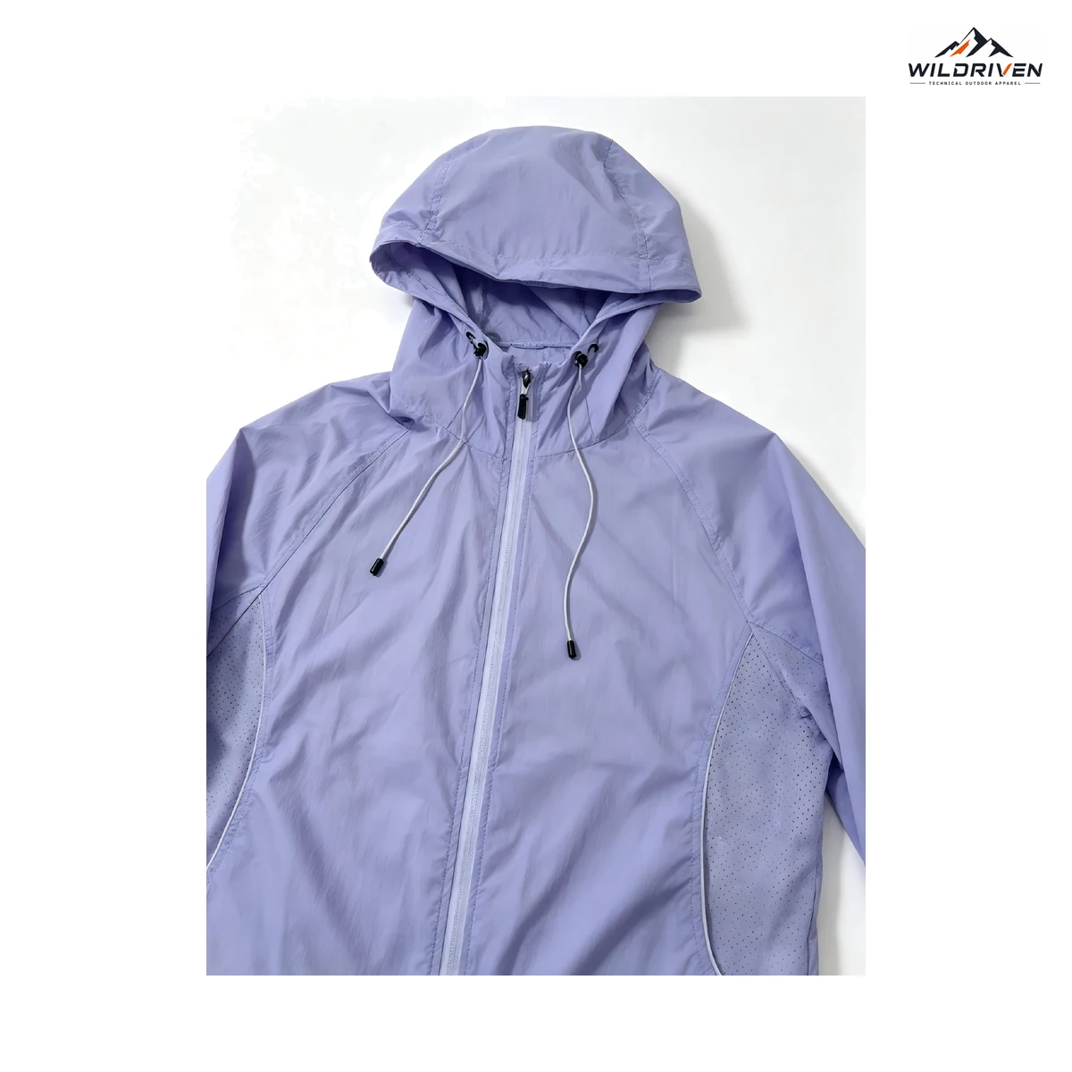 Women's Lightweight Hooded Outdoor Jacket front or detail view for WILDRIVEN OEM and ODM development