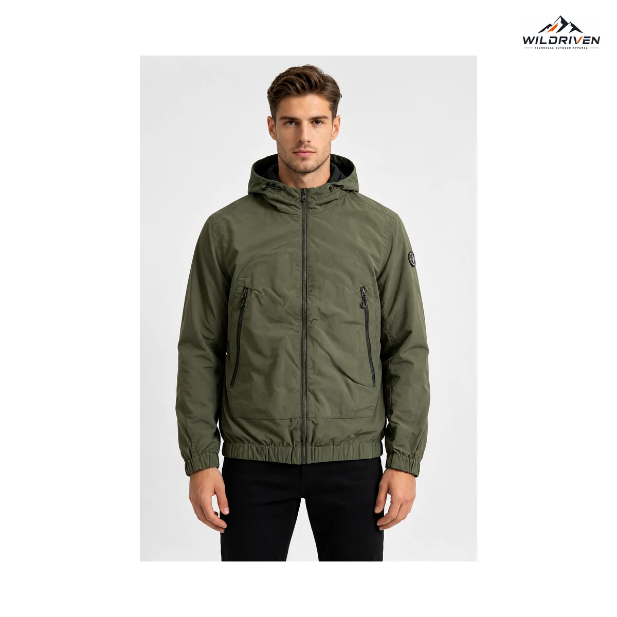 Men's Hooded Outdoor Jacket front or detail view for WILDRIVEN OEM and ODM development