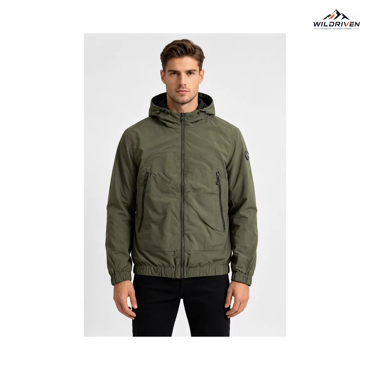 Men's Hooded Outdoor Jacket front or detail view for WILDRIVEN OEM and ODM development