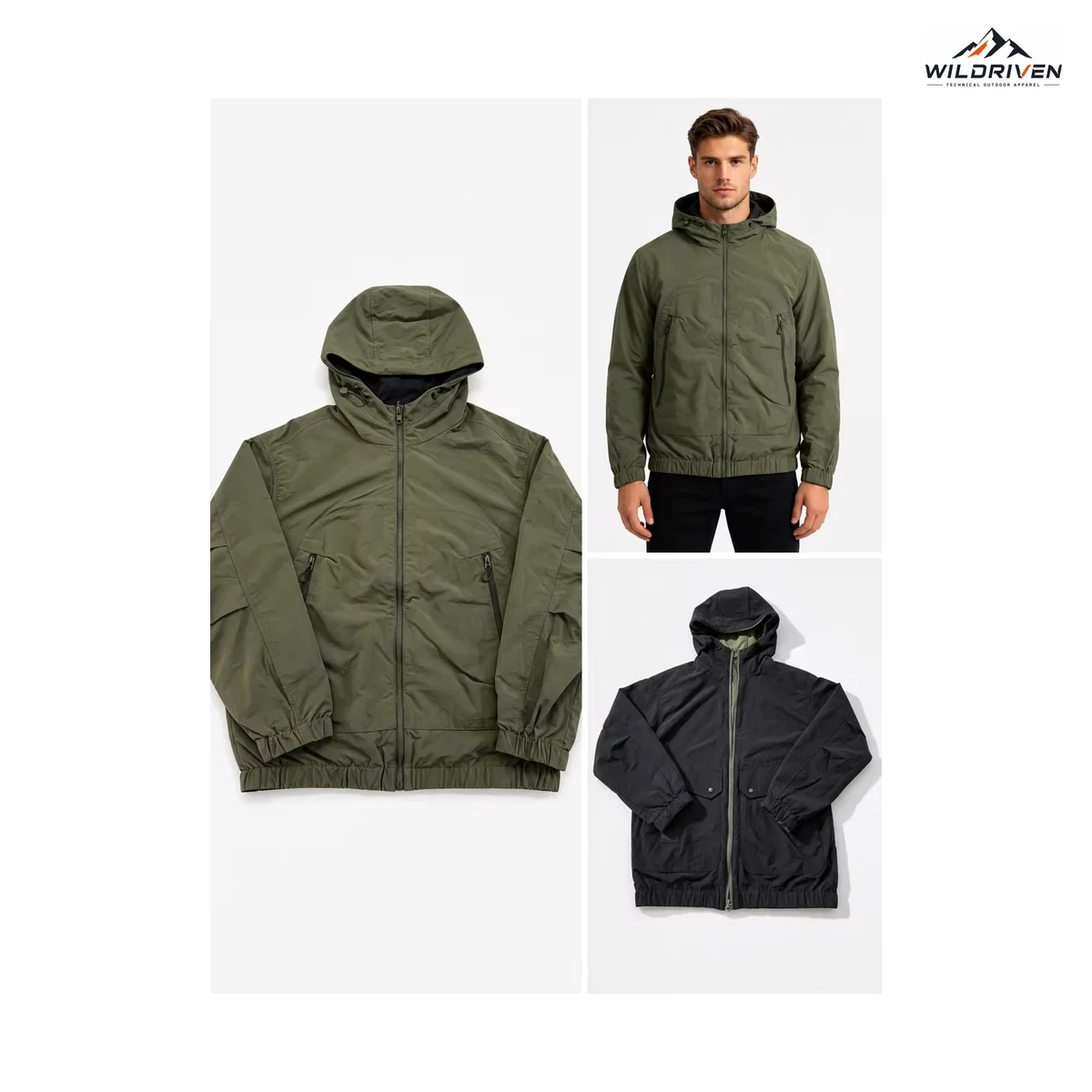 Men's Hooded Outdoor Jacket feature detail view for WILDRIVEN OEM and ODM development