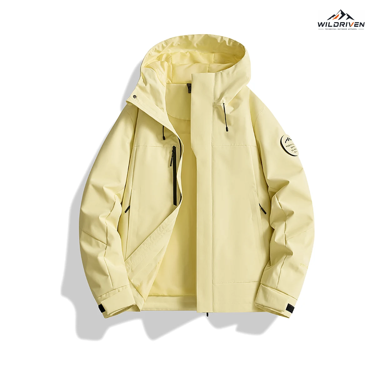 Color-Range Hooded Lightweight Shell Jacket front or detail view for WILDRIVEN OEM and ODM development