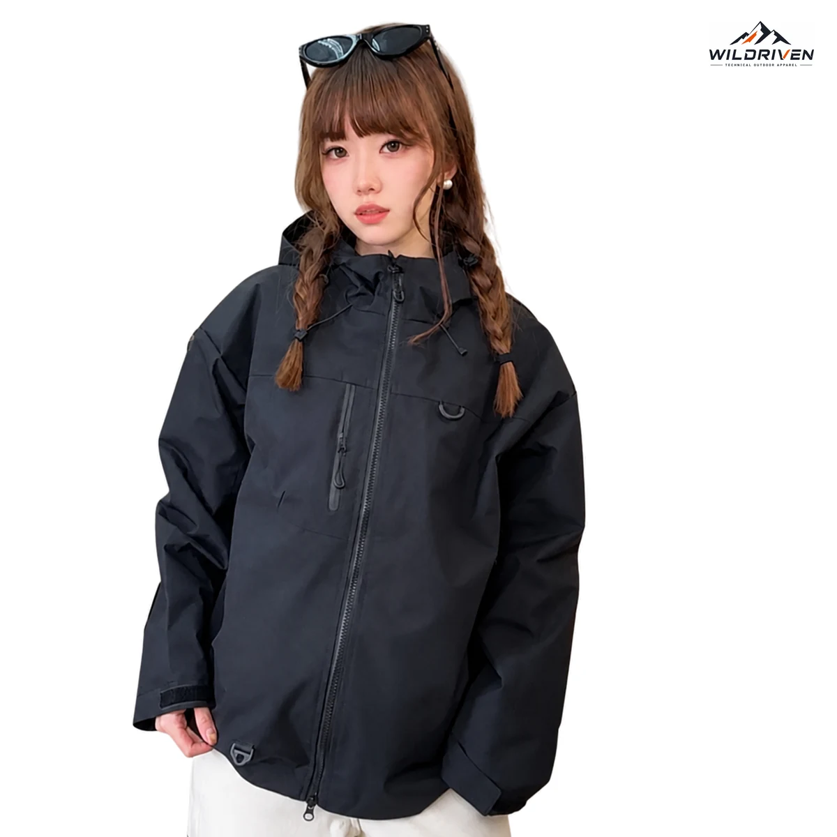 Contrast-Zip Hooded Lightweight Shell Jacket front or detail view for WILDRIVEN OEM and ODM development