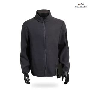 Unisex Stand-Collar Utility-Pocket Fleece Jacket featured front view for WILDRIVEN OEM and ODM development