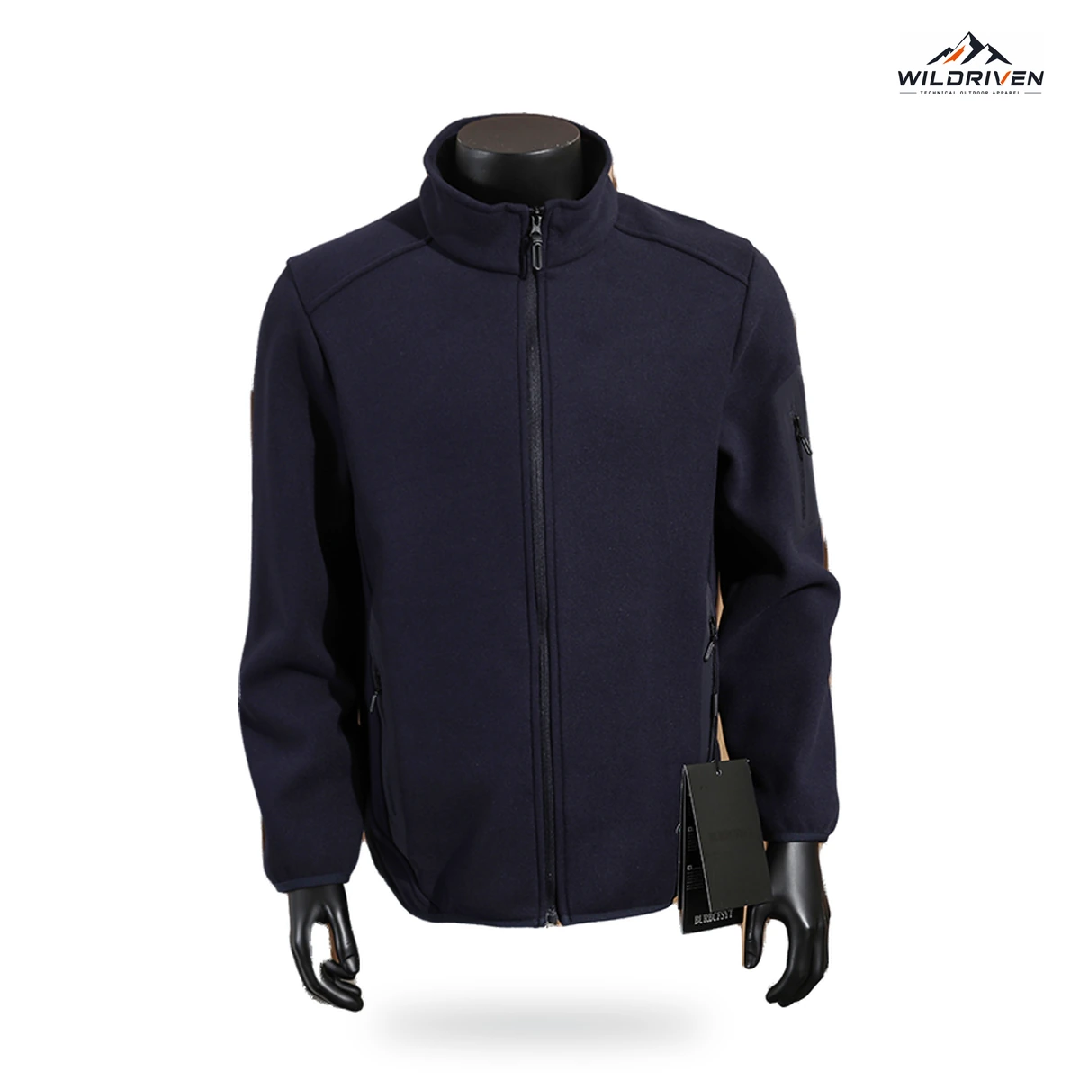 Unisex Stand-Collar Utility-Pocket Fleece Jacket alternate color front view for WILDRIVEN OEM and ODM development