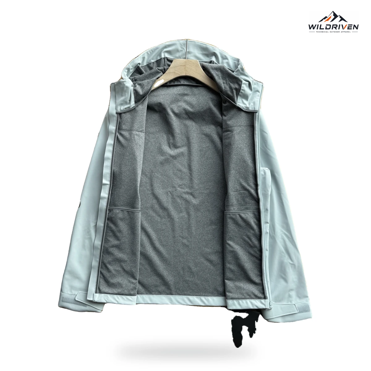 Fleece-Lined Multi-Pocket Hooded Jacket interior lining view for WILDRIVEN OEM and ODM development