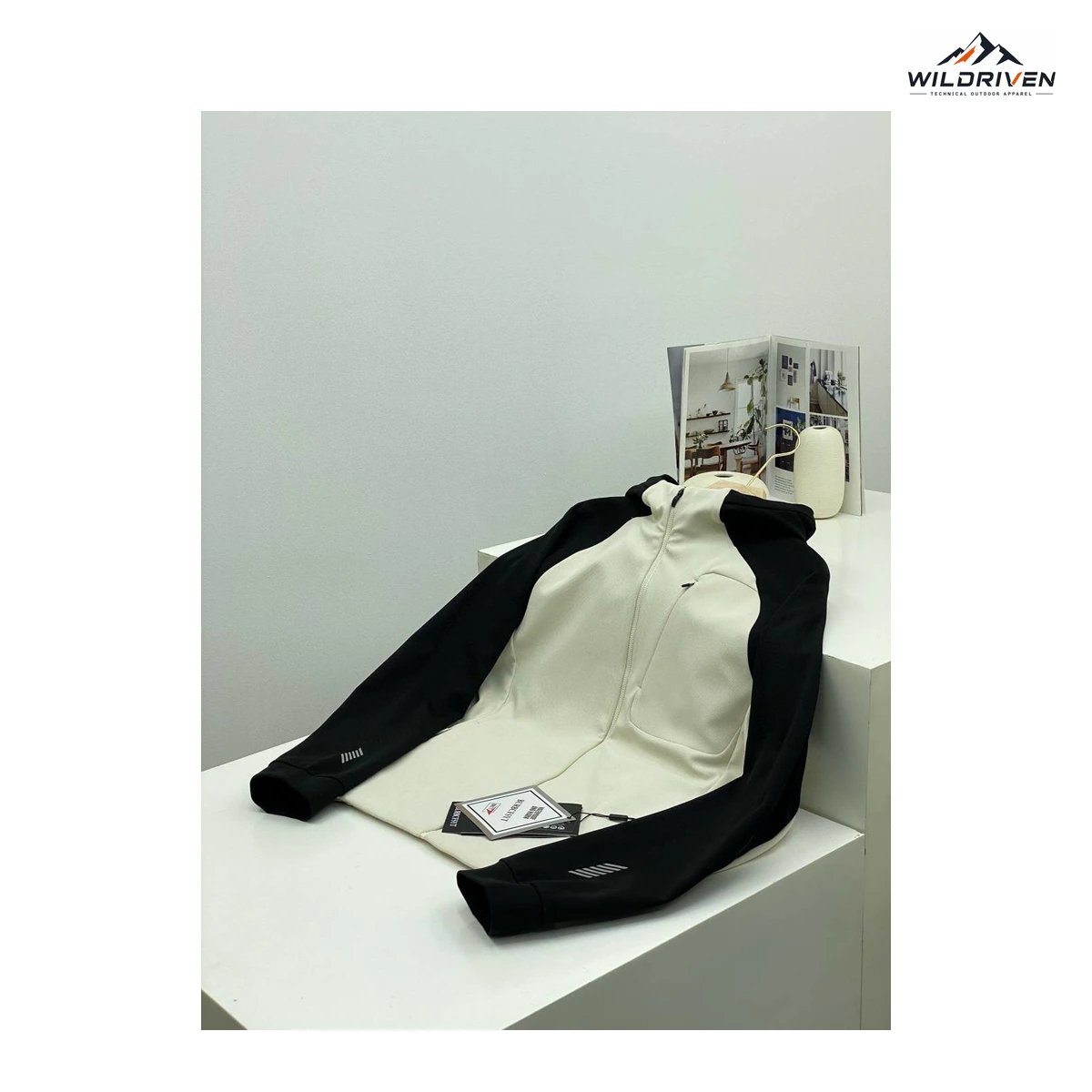 Contrast-Sleeve Hooded Zip Jacket color-block product view for WILDRIVEN OEM and ODM development